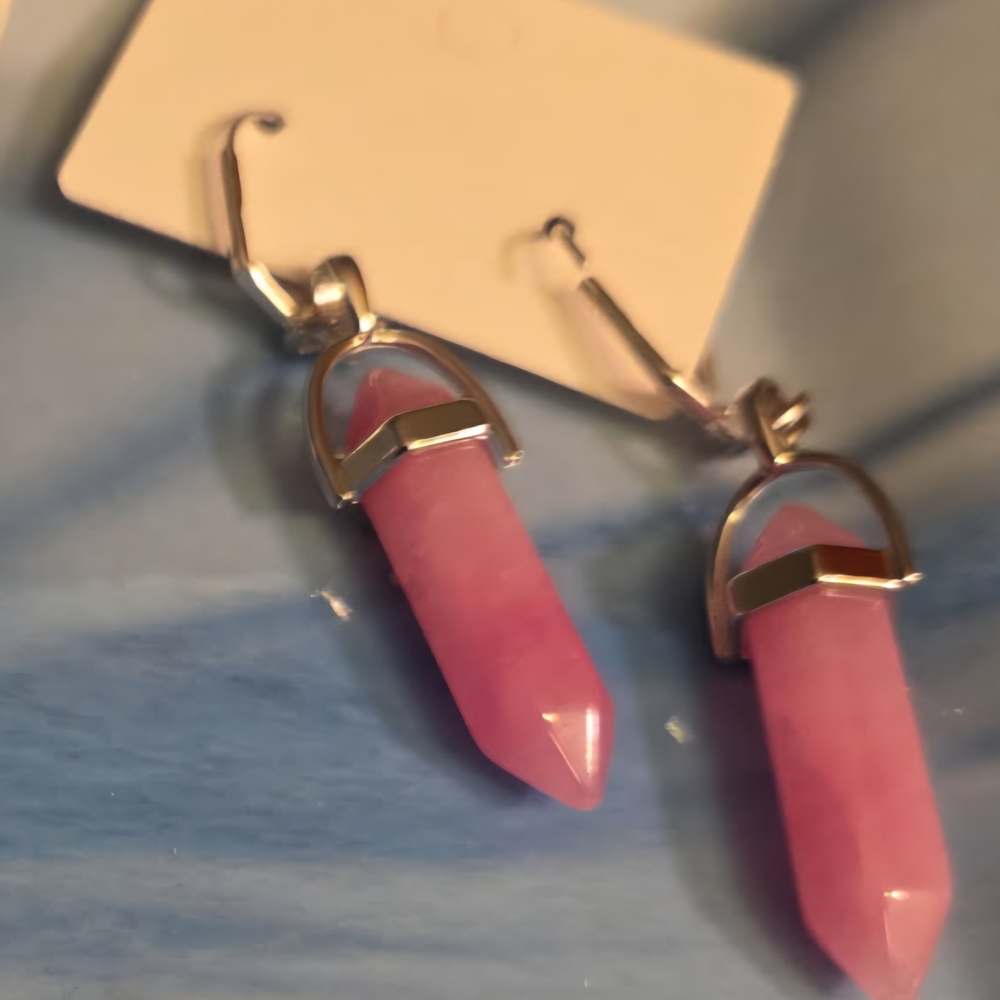 Pink Stone Drop Earrings